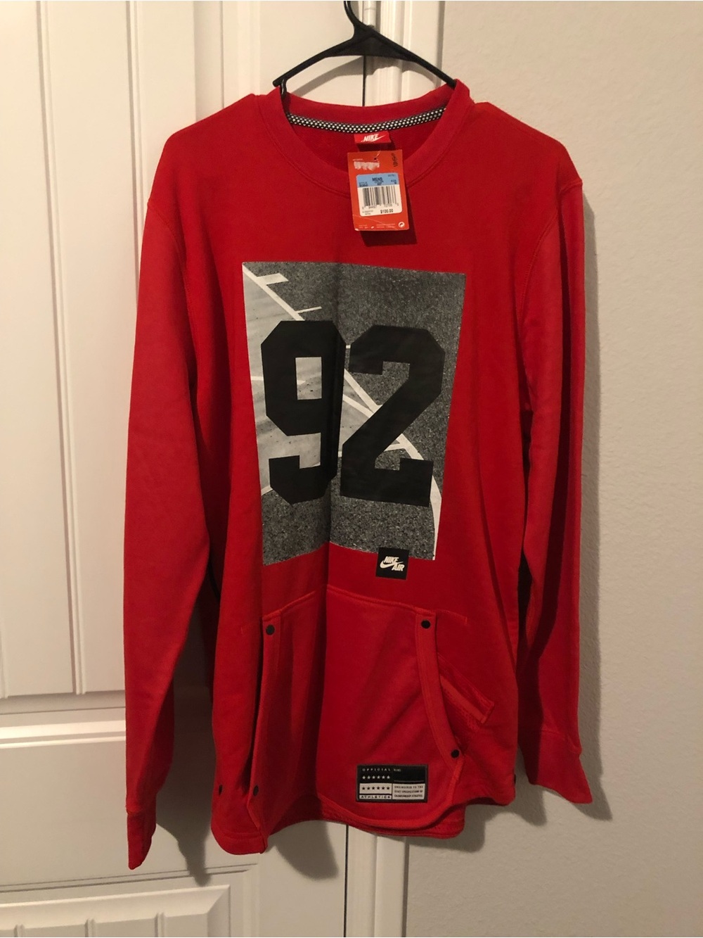 Nike Red Men's Pullover Sweatshirt with '92 Front Graphic